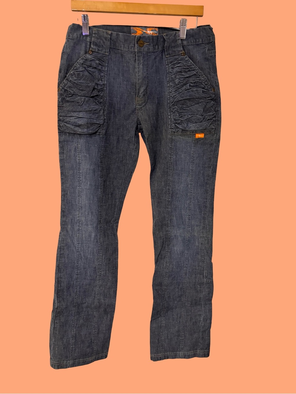 Vintage Lady Enyce Women’s Straight Denim Jeans with Ruched Front Pockets